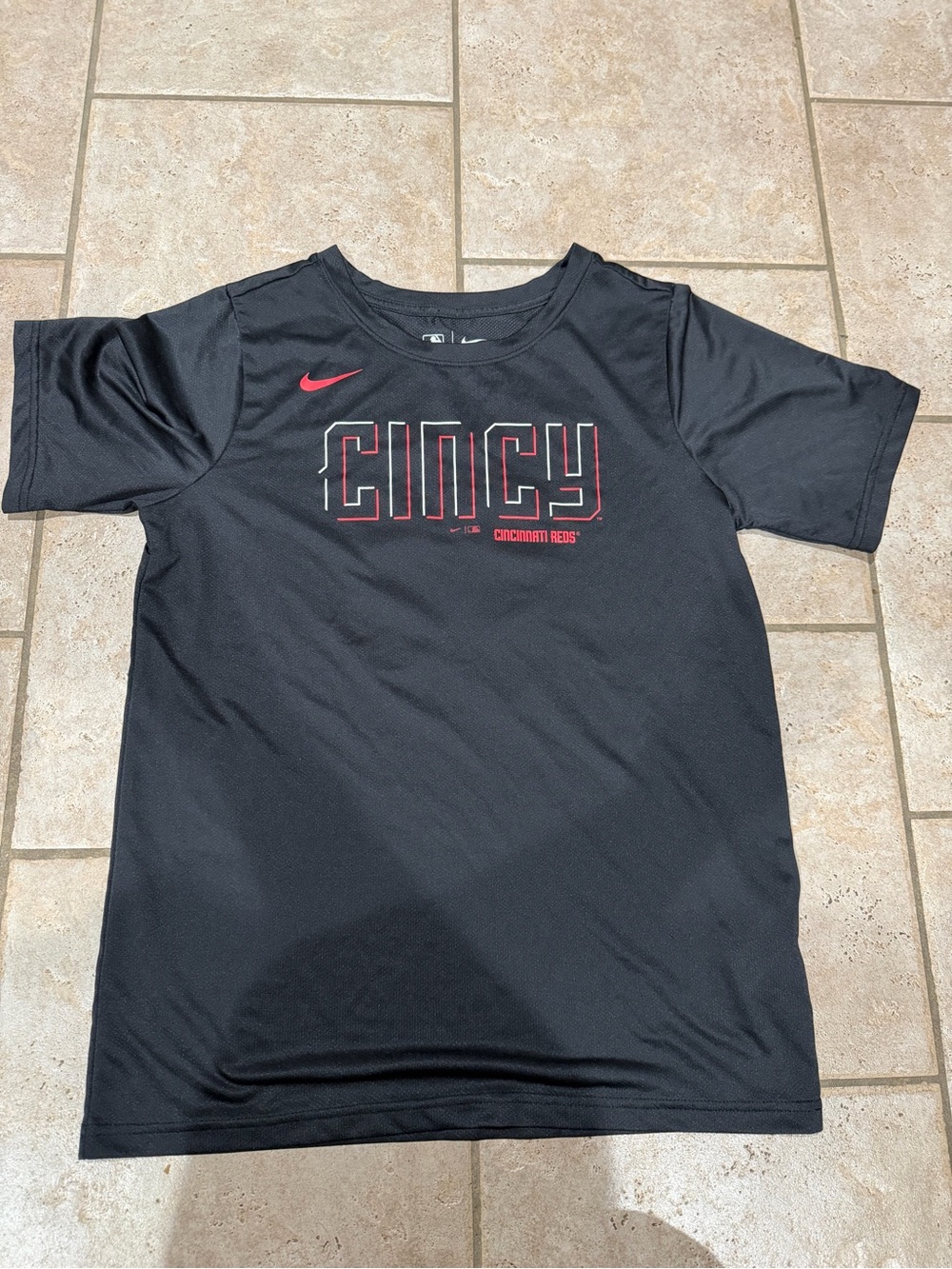 Nike Kids Black Short-Sleeve 'Cincy' Graphic Tee with Red Accent